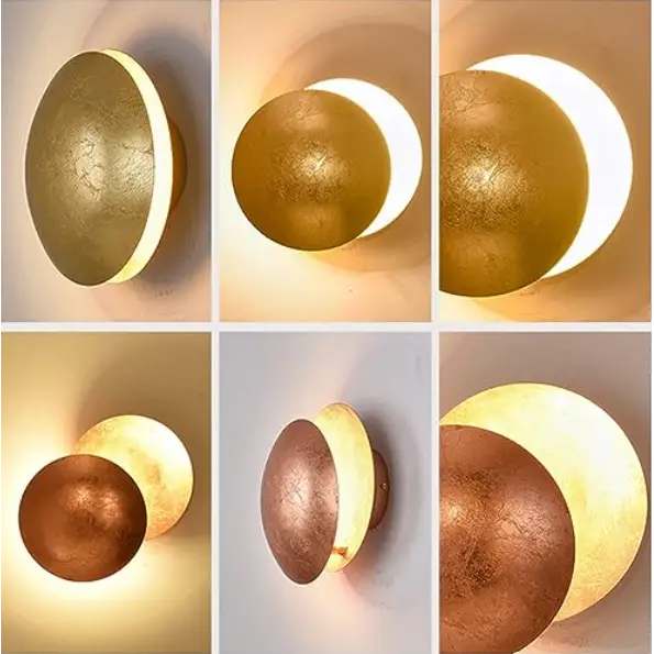 Applique murale effet éclipse, disque de 20 cm, style scandinave