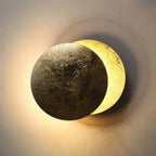 Applique murale effet éclipse, disque de 20 cm, style scandinave, noir et bronze