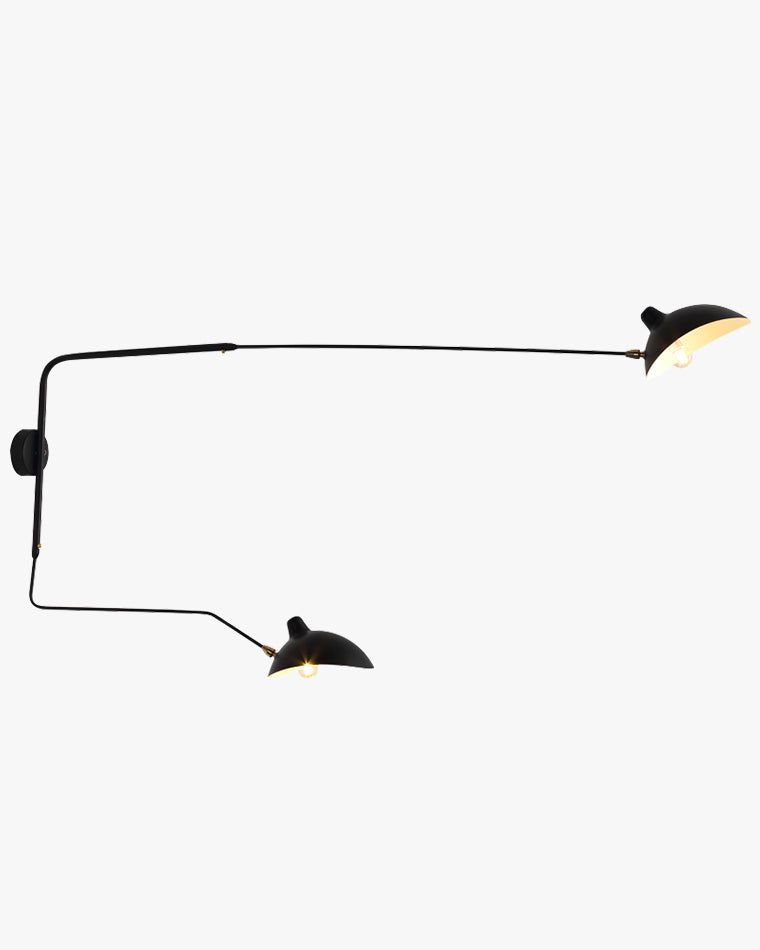 Applique murale articulée à double bras en métal, 65 ou 95 cm