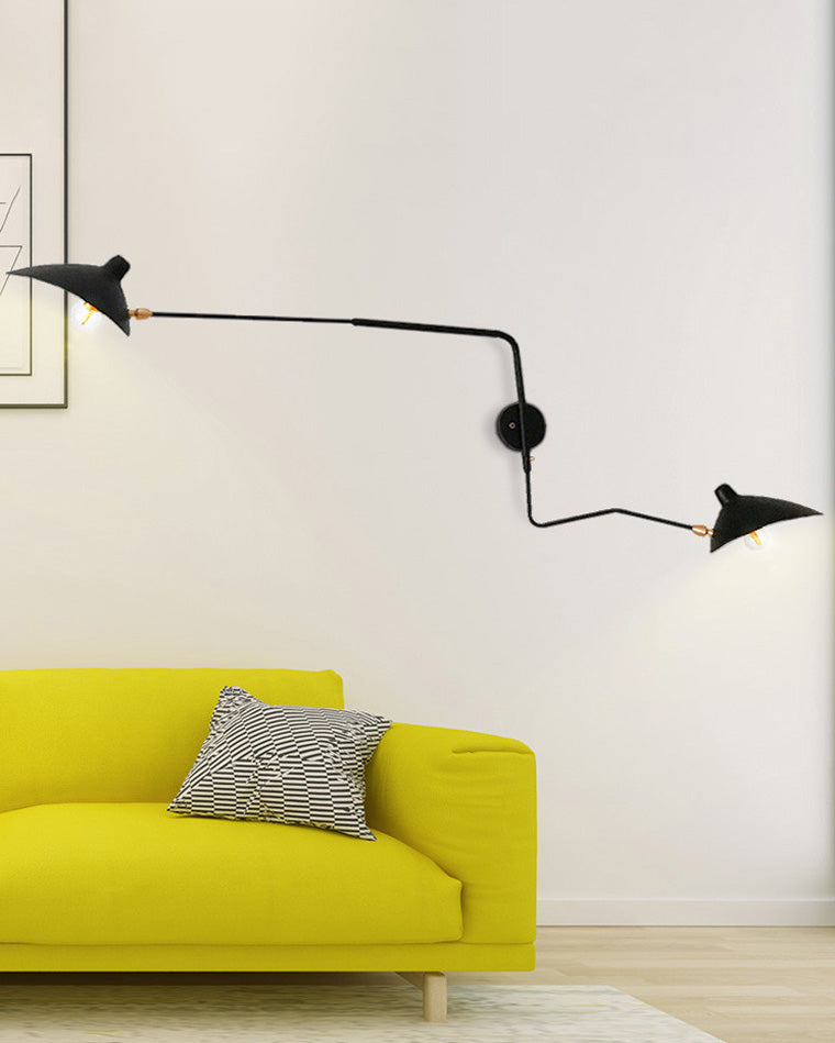 Applique murale articulée à double bras en métal, 65 ou 95 cm