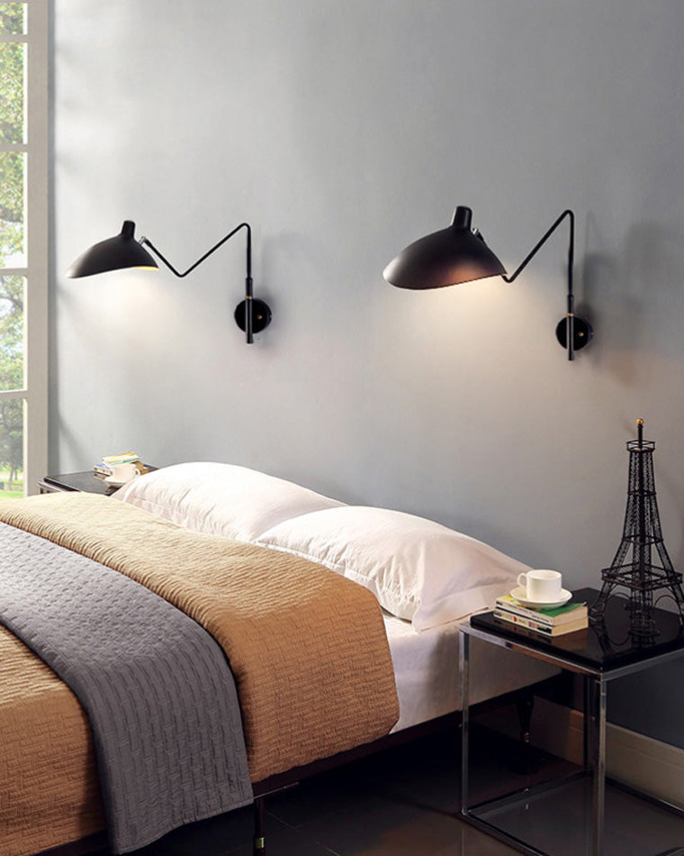Applique murale articulée à double bras en métal, 65 ou 95 cm