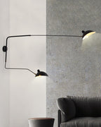 Applique murale articulée à double bras en métal, 65 ou 95 cm, noir