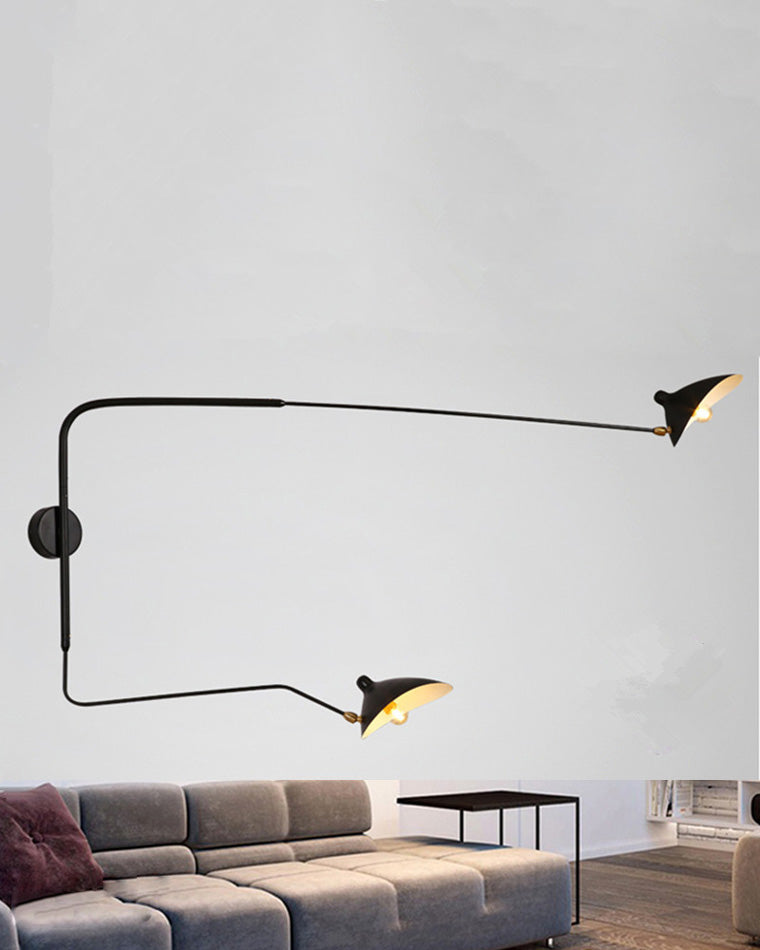 Applique murale articulée à double bras en métal, 65 ou 95 cm