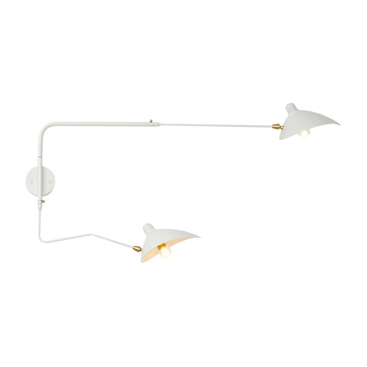 Applique murale articulée à double bras en métal, 65 ou 95 cm, blanc