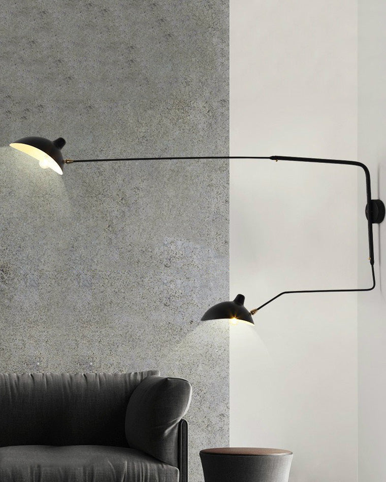 Applique murale articulée à double bras en métal, 65 ou 95 cm