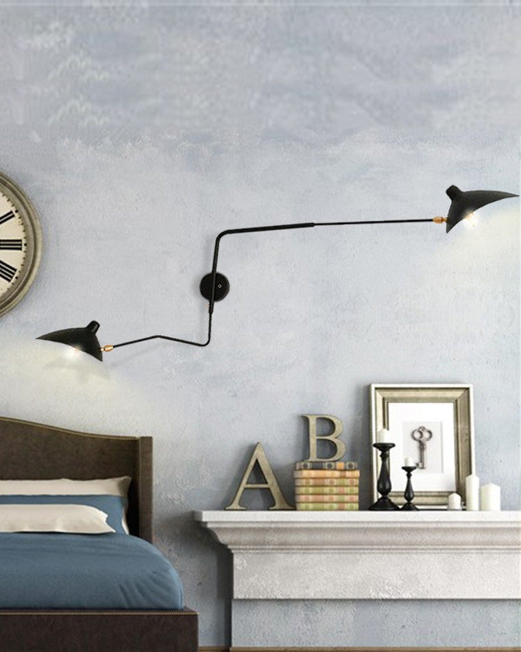 Applique murale articulée à double bras en métal, 65 ou 95 cm