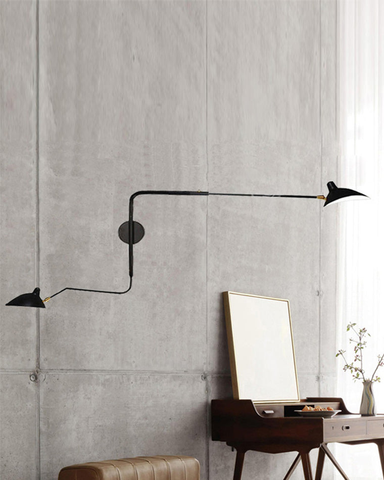 Applique murale articulée à double bras en métal, 65 ou 95 cm