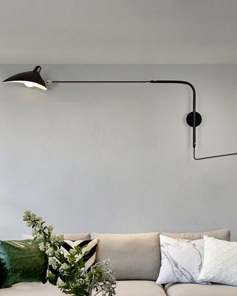Applique murale articulée à double bras en métal, 65 ou 95 cm, noir