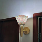Applique murale nordique en bois, abat-jour plissé en tissu, LED