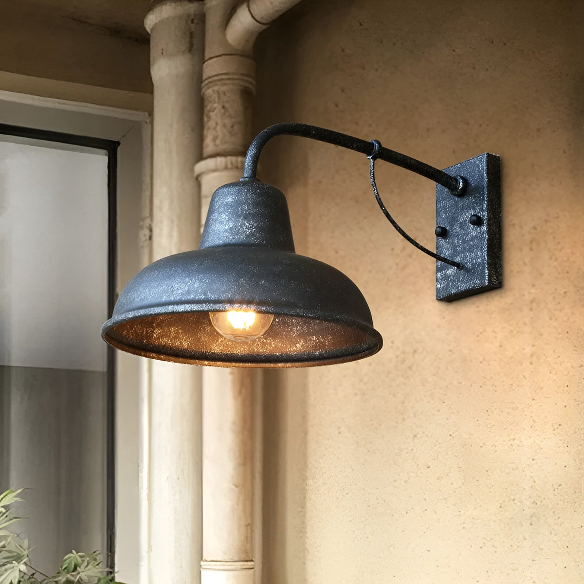 Applique murale extérieure en fer, style ancien, 23 x 26 cm