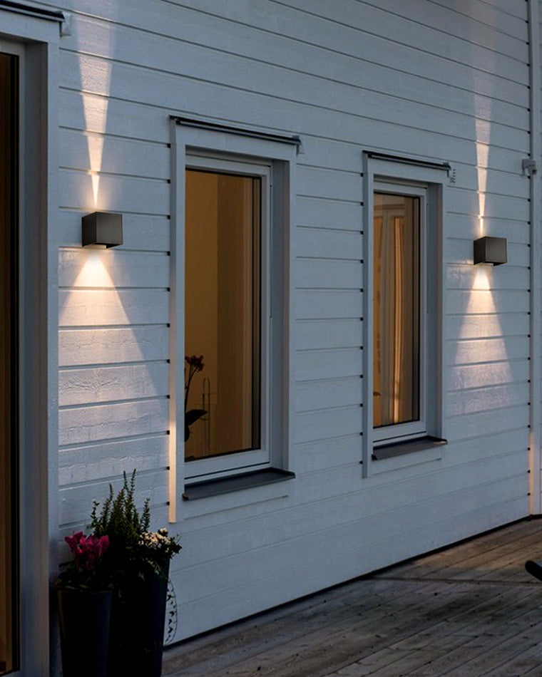 Applique extérieure cube LED IP65, éclairage haut et bas