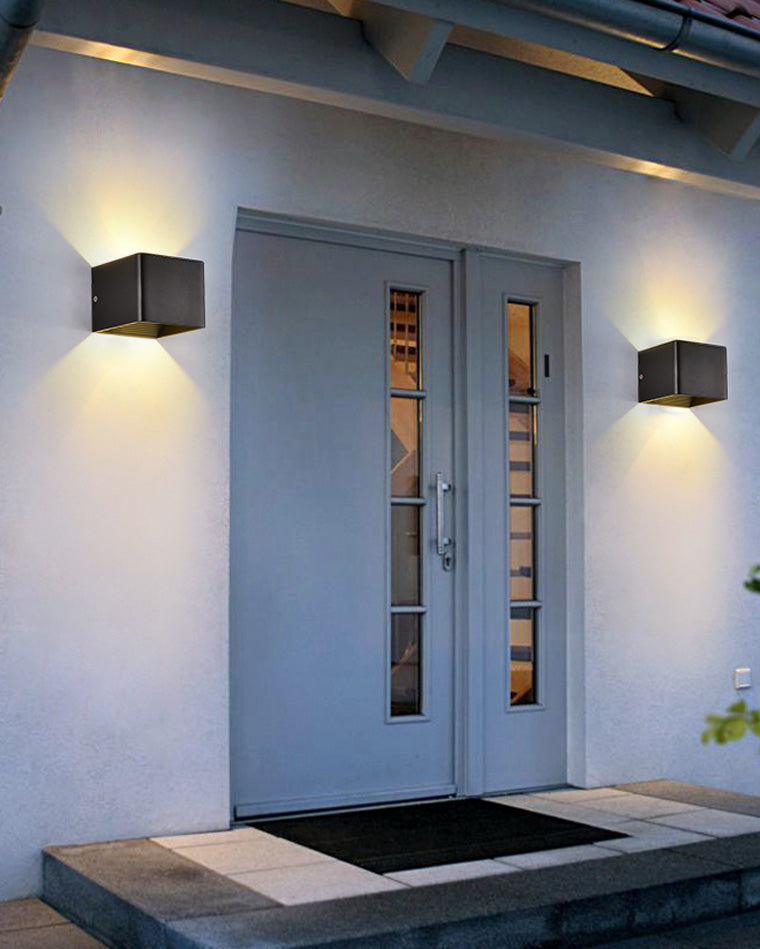 Applique extérieure cube LED IP65, éclairage haut et bas, noir