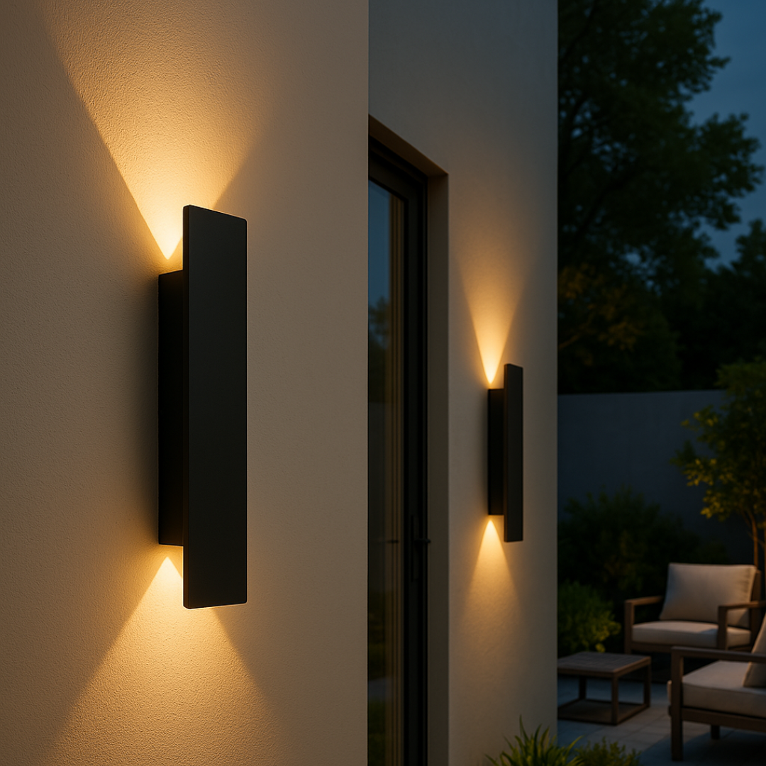 Applique extérieure LED allongée, quatre puissances, blanc ou noir, noir