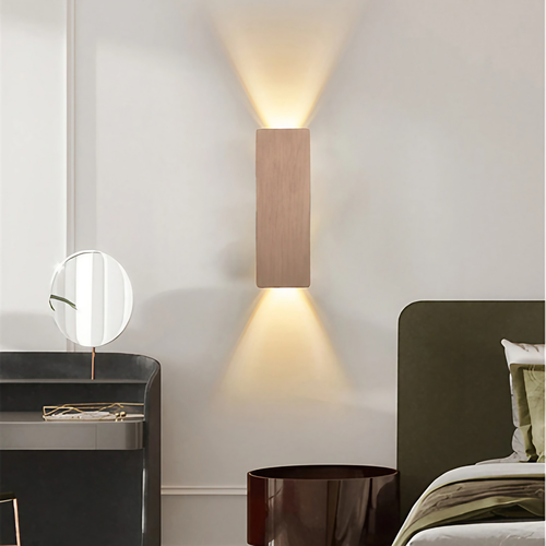 Applique murale LED éclairage haut et bas, aluminium, 6 W, café