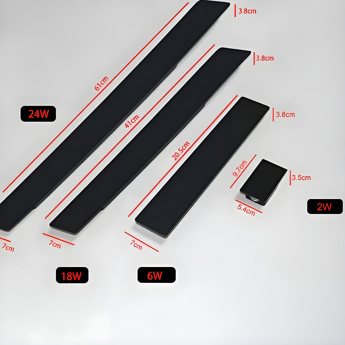 Applique extérieure LED en aluminium, 2 W, 6 W ou 18 W
