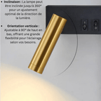 Applique liseuse murale LED en aluminium, trois teintes de lumière