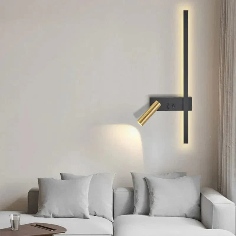 Applique liseuse murale LED en aluminium, trois teintes de lumière