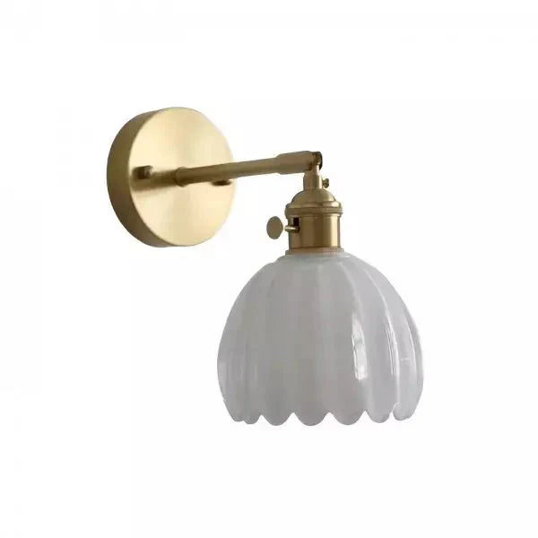 Applique murale tulipe en verre et métal, style rétro, blanc