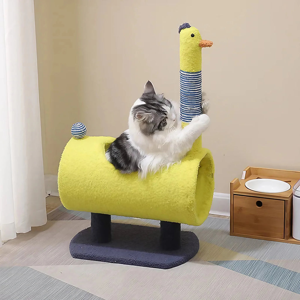 Arbre à chat en forme de dinosaure, avec griffoir et grotte