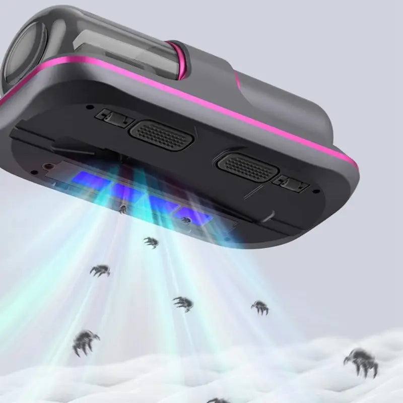 Aspirateur à main sans fil pour matelas, lumière UV et vibration, violet