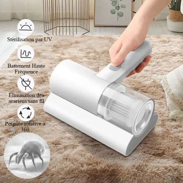 Aspirateur à main sans fil pour matelas, lumière UV et vibration
