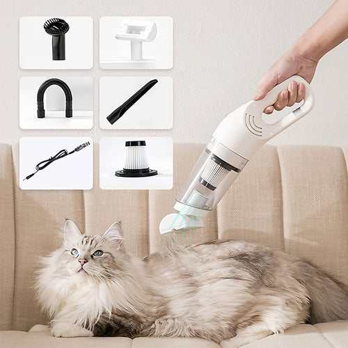 Aspirateur à main sans fil pour poils d'animaux, 5500 Pa, blanc