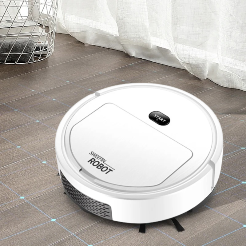 Aspirateur robot autonome à capteurs, 90 minutes d'autonomie, blanc