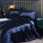 Parure de lit en satin 4 pièces, treize coloris, bleu roi