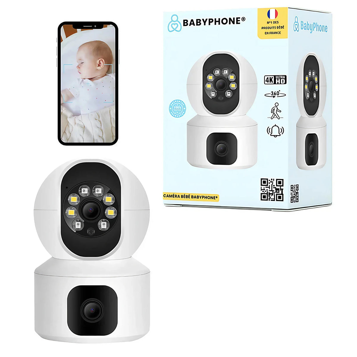 Babyphone caméra HD sans fil, détection de mouvement