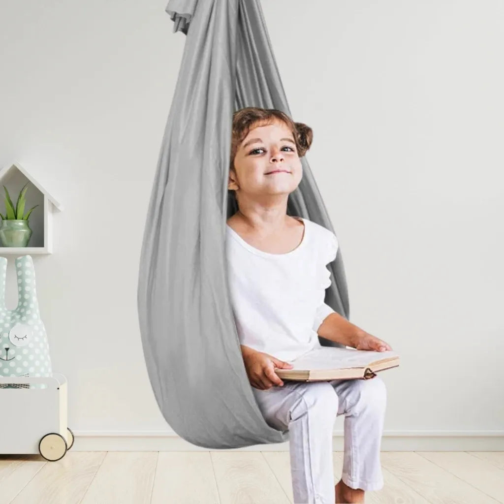 Balançoire sensorielle enfant en tissu, jusqu'à 70 kg, cinq coloris, gris