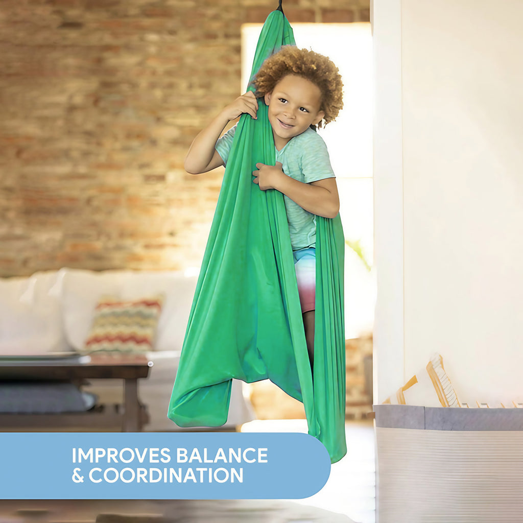 Balançoire sensorielle enfant en tissu, jusqu'à 70 kg, cinq coloris, vert