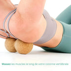 Balle de massage double en liège, forme cacahuète, 16 x 8 cm