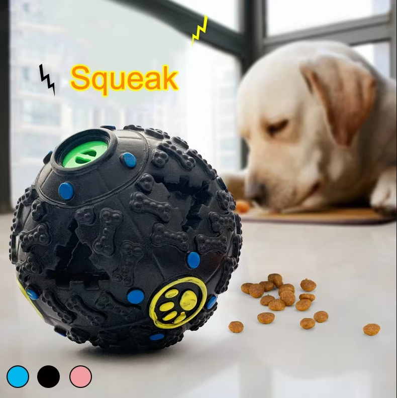 Balle distributrice de friandises pour chien, couineuse, 3 tailles