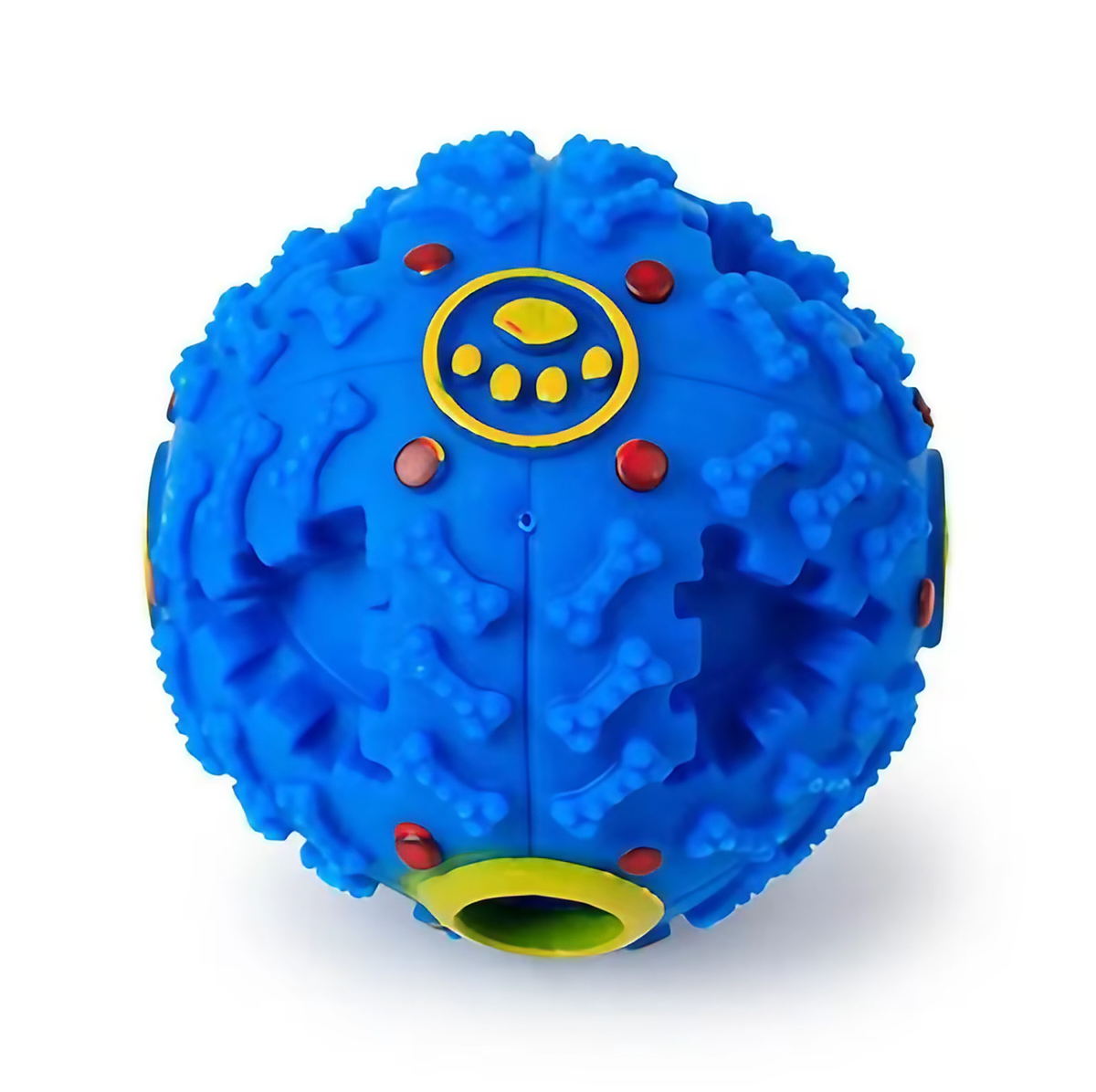 Balle distributrice de friandises pour chien, couineuse, 3 tailles, bleu