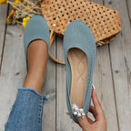 Ballerines femme antidérapantes à semelle intérieure ergonomique, bleu clair