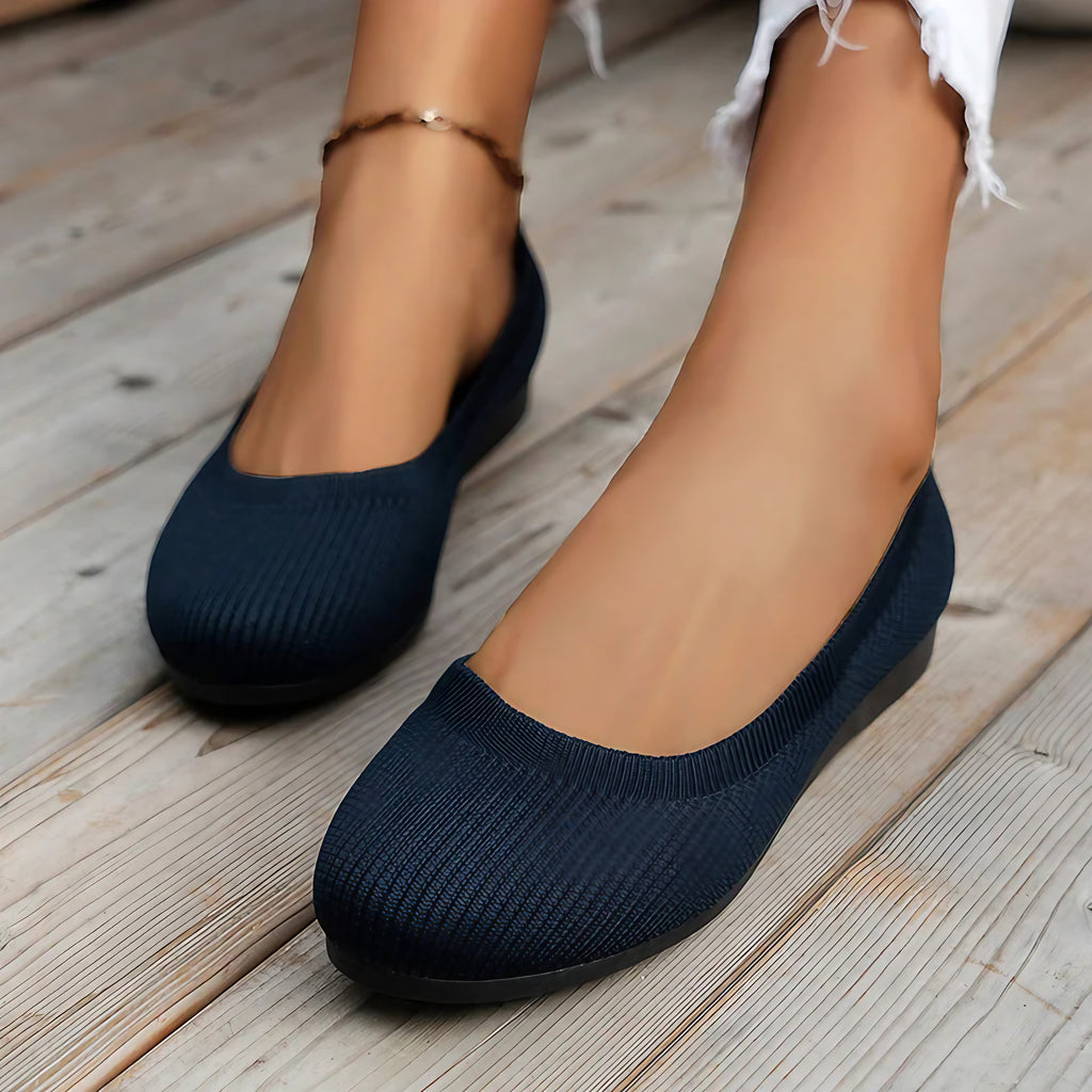 Ballerines femme antidérapantes à semelle intérieure ergonomique, bleu marine
