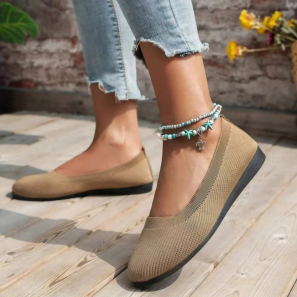 Ballerines femme antidérapantes à semelle intérieure ergonomique, kaki