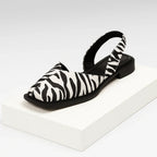 Ballerines femme à imprimé animal, bout ouvert, du 36 au 41, blanc