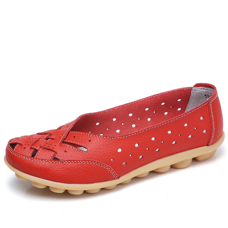 Ballerines confortables femme, semelle épaisse de 4 cm, rouge