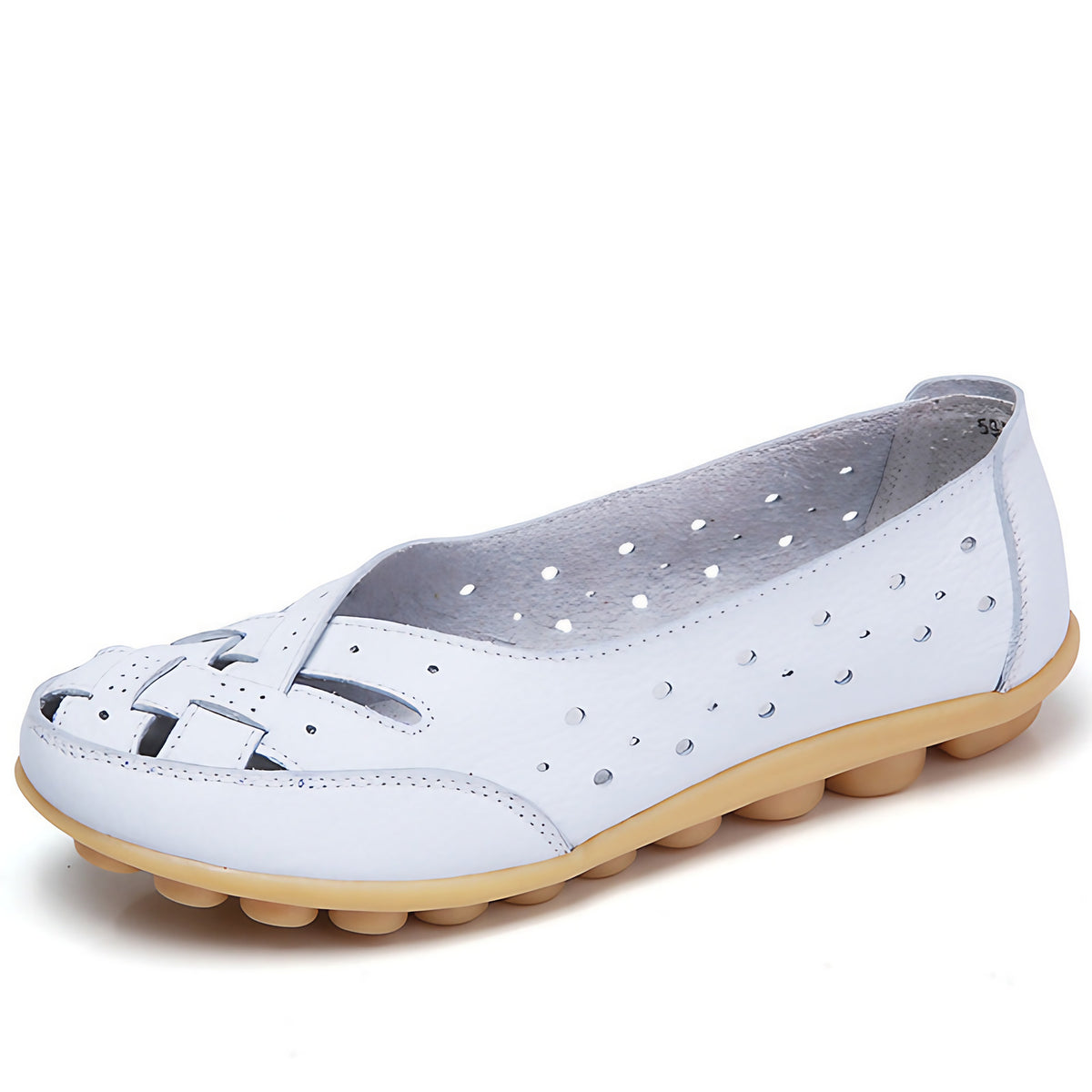 Ballerines confortables femme, semelle épaisse de 4 cm, blanc