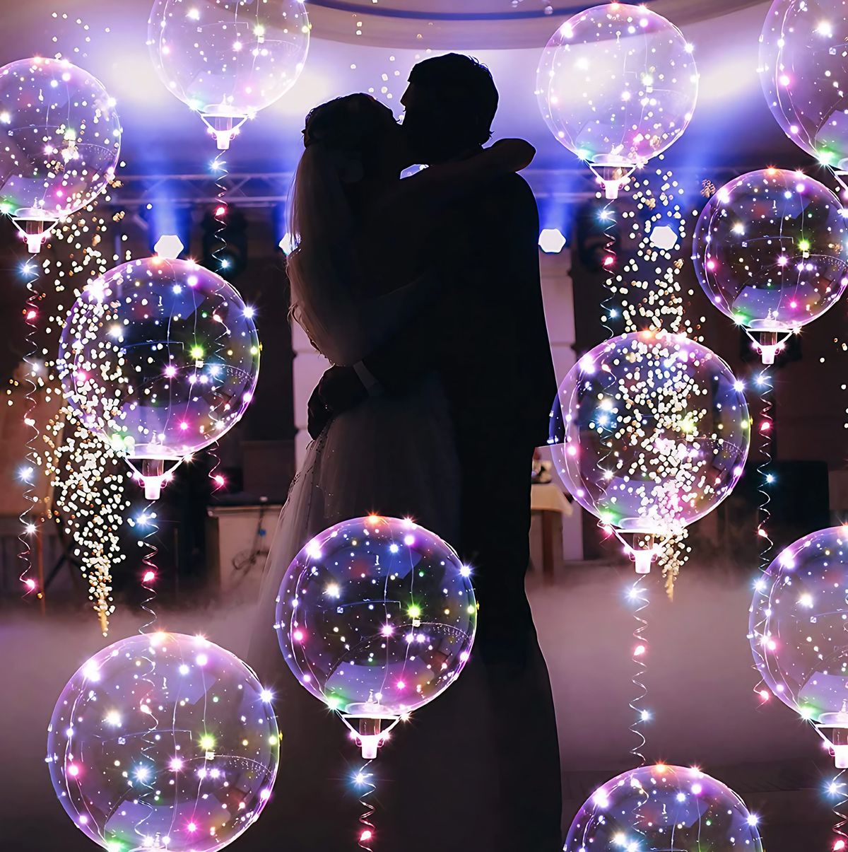 Ballons lumineux LED pour fête, lot de 5, trois coloris, multicolore, lot de 5