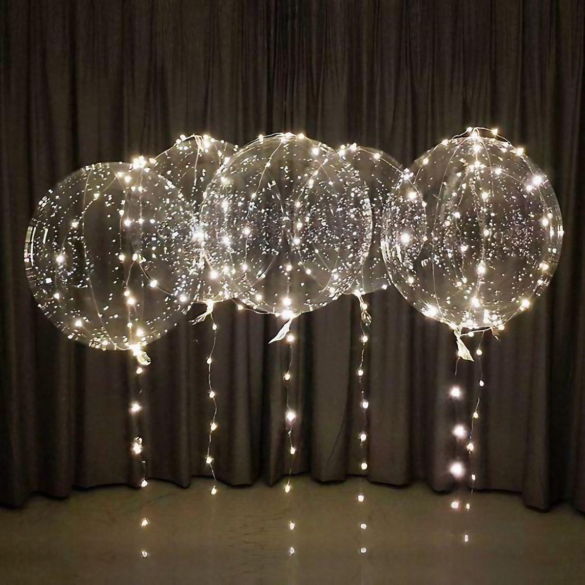 Ballons lumineux LED pour fête, lot de 5, trois coloris, blanc, lot de 5