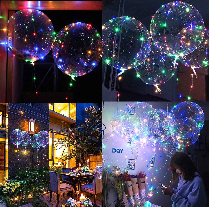 Ballons lumineux LED pour fête, lot de 5, trois coloris