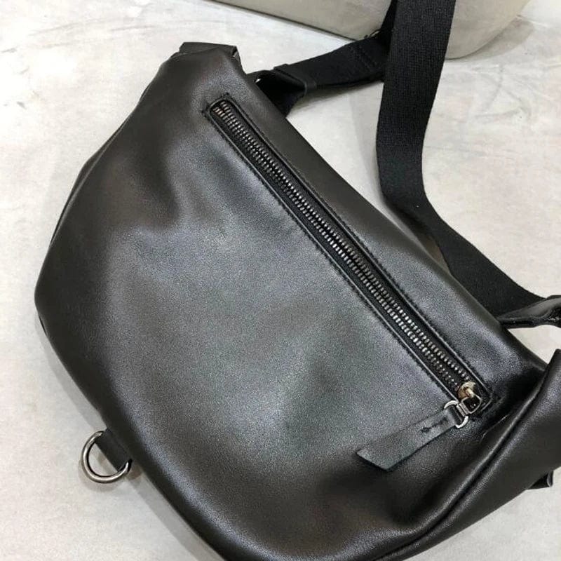 Sac banane femme en cuir doublé, noir ou marron