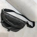 Sac banane femme en cuir doublé, noir ou marron