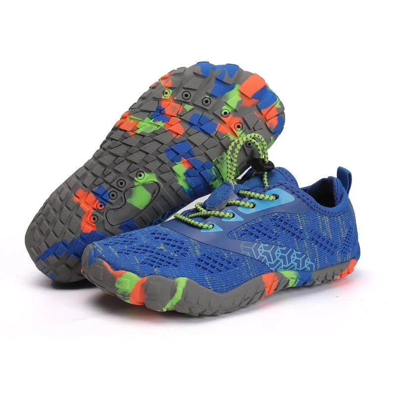 Chaussures aquatiques enfant à semelle drainante, du 24 au 35, bleu
