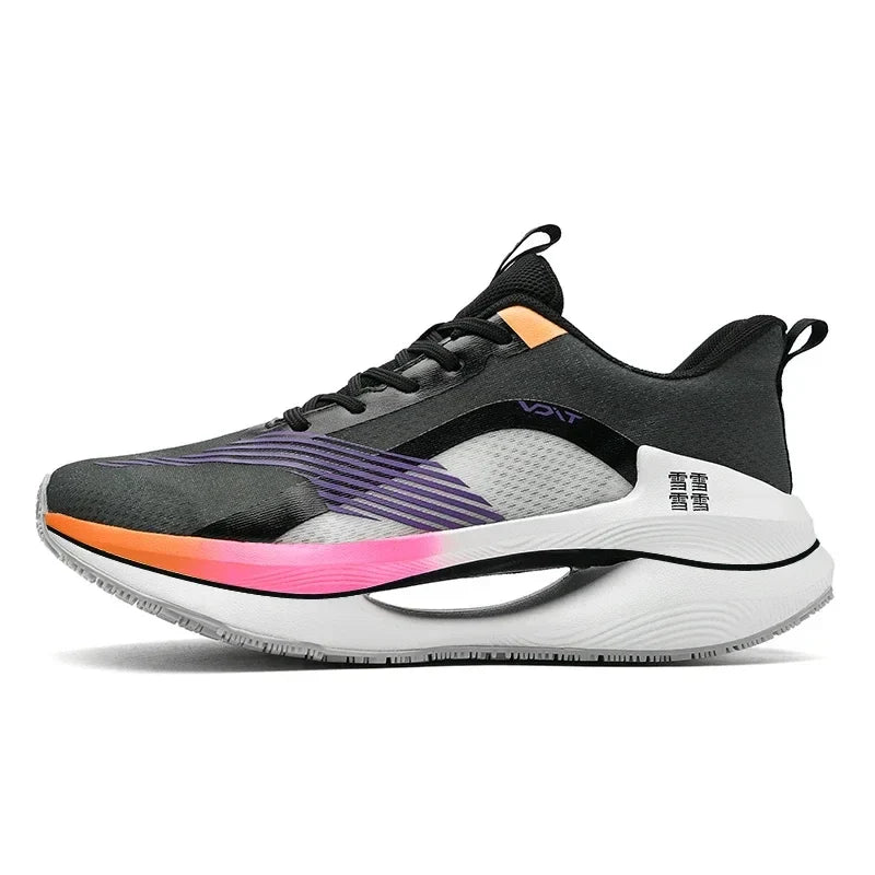 Baskets de sport mixtes, semelle EVA et tige en maille, noir et rose