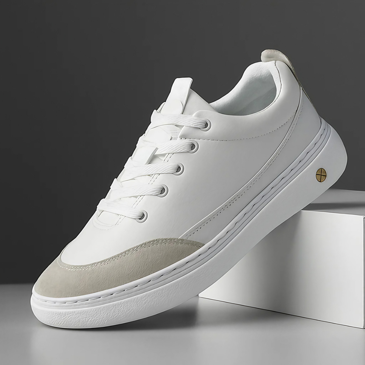 Baskets de ville homme à lacets, talon renforcé, trois coloris, blanc