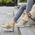 Baskets compensées femme, semelle antidérapante, du 33 au 39, doré