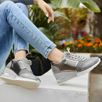 Baskets compensées femme, semelle antidérapante, du 33 au 39, gris